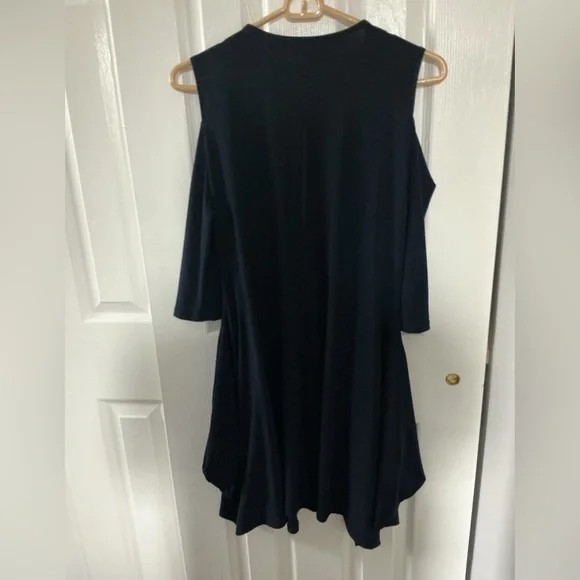 Joseph Ribkoff Navy Cold-Shoulder Dress - Picture 3 of 7